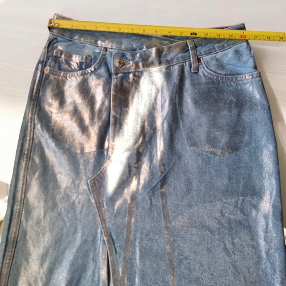 🆕️ Zara Metallic Denim Maxi Skirt - Picture 9 of 10